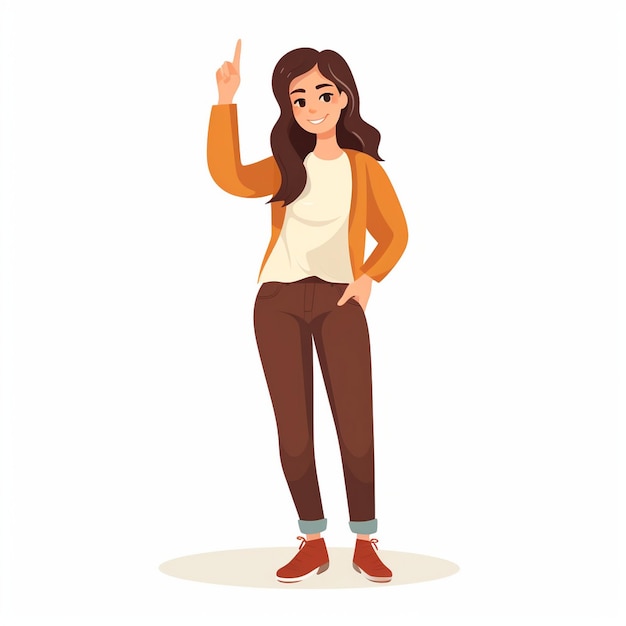 Vector girl showing her finger