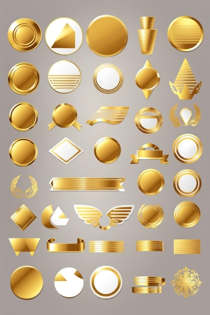 vector gold sticker clipart vector set flat design