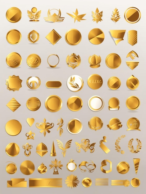 vector gold sticker clipart vector set flat design