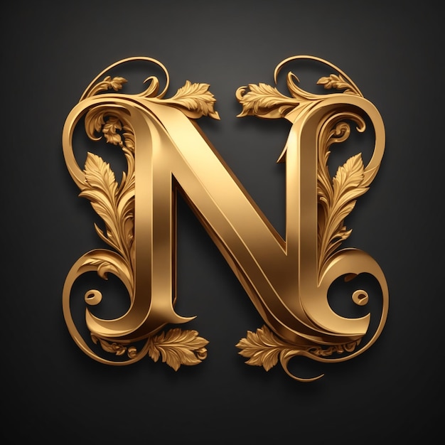 Photo vector golden luxury letter n logo design