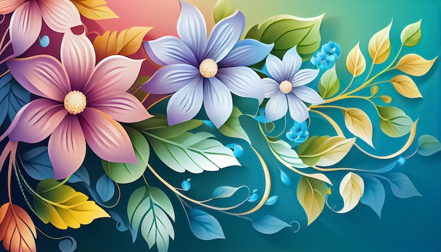 Vector gradient spring floral background