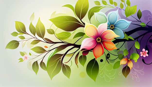 Vector gradient spring floral background