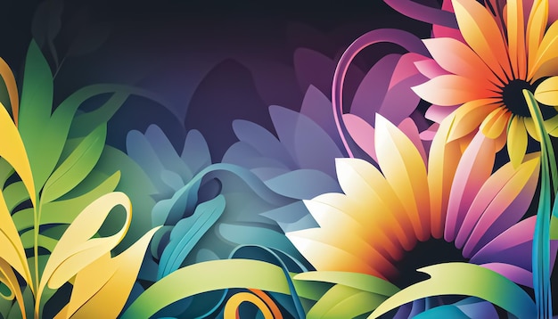 Vector gradient spring floral background