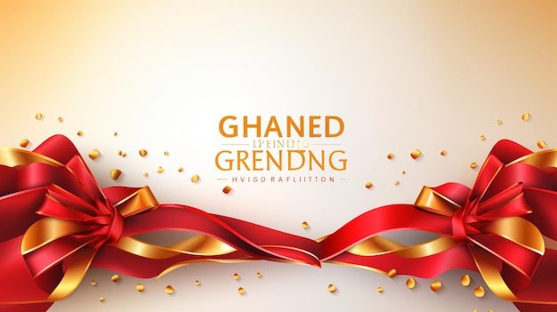 vector grand opening event background with cut red and golden ribbons