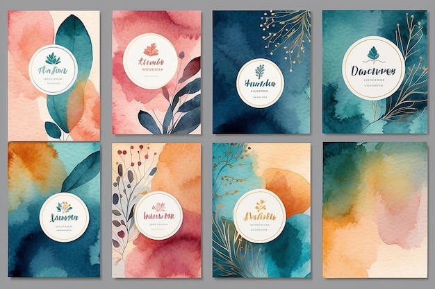 Photo vector graphic pattern collection with watercolor texture colorful banners for your design