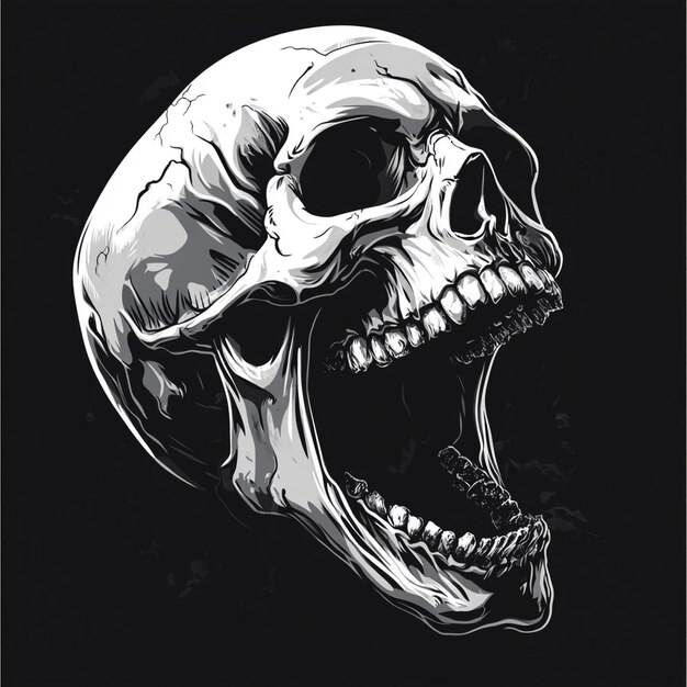 vector grayscale screaming skull vector logo