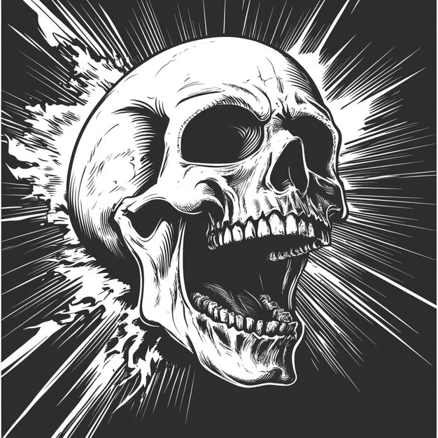 Photo vector grayscale screaming skull vector logo