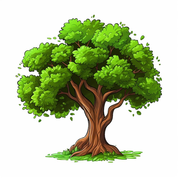 Vector Green leafy tree illustration on isolated white background