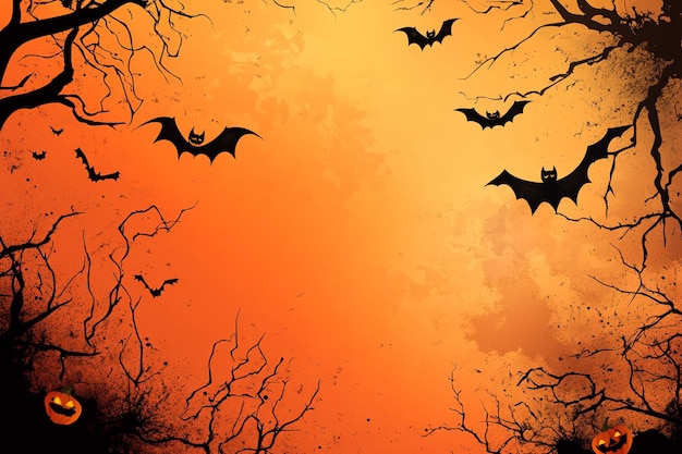 vector halloween background with bats and pumpkins