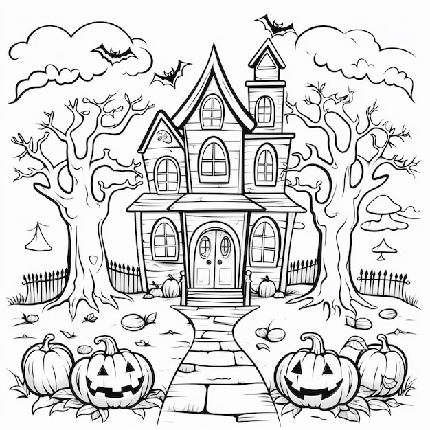 A vector of halloween in black and white coloring