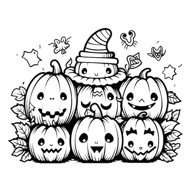 A vector of halloween in black and white coloring