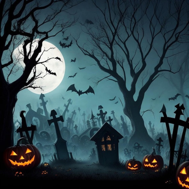 Vector halloween silhouettes background