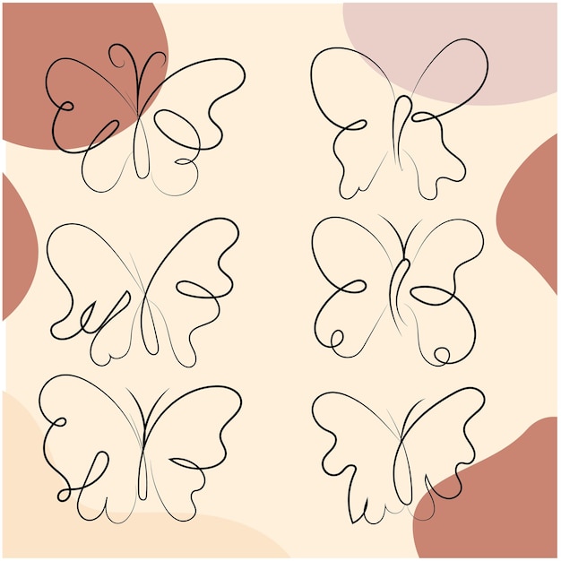 vector hand drawn butterfly outline background