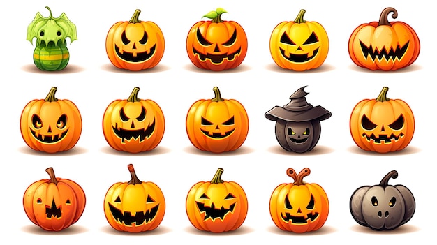 Photo vector hand drawn halloween pumpkin collection generated by ai