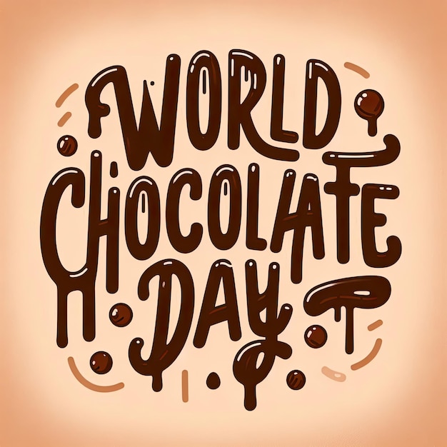 Vector hand drawn illustration Lettering World chocolate day Idea for poster postcard