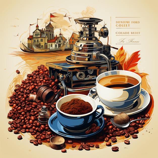 vector hand drawn international day of coffee