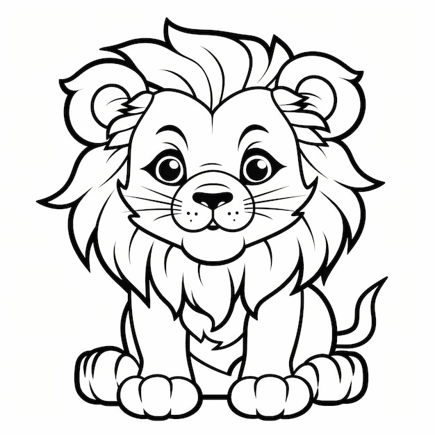 Vector hand drawn lion outline illustration