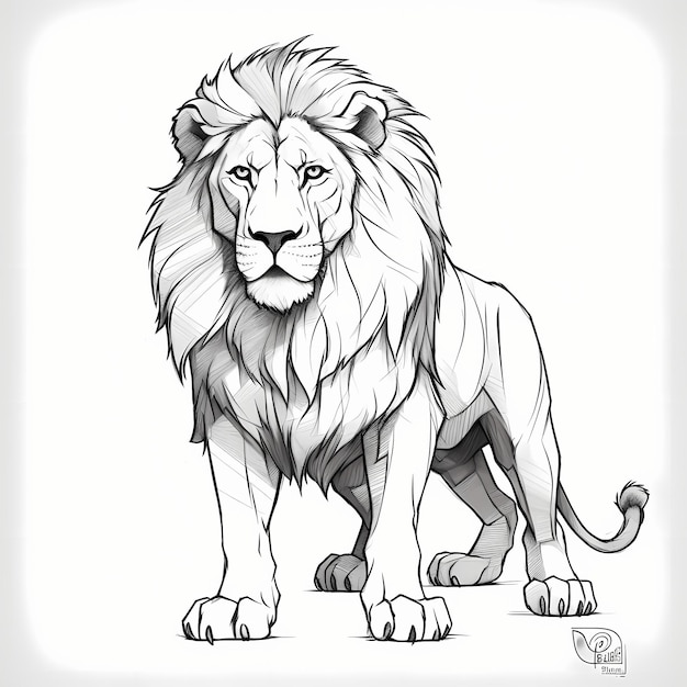 Vector hand drawn lion outline illustration