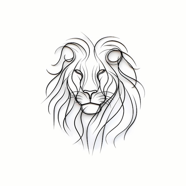 Vector hand drawn lion outline illustration