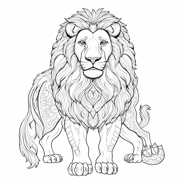 Vector hand drawn lion outline illustration