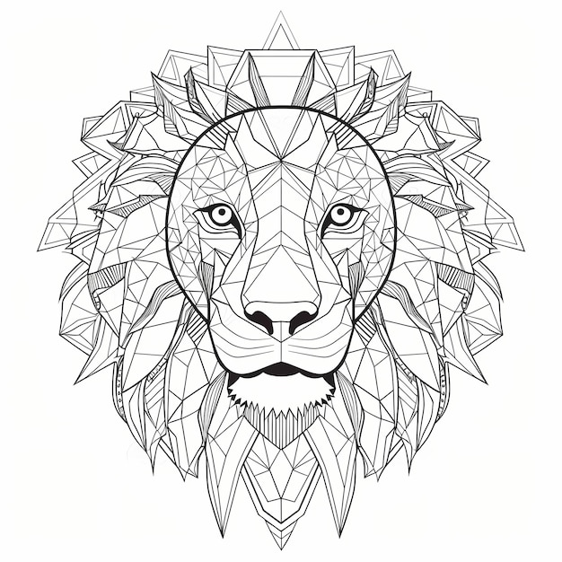 Vector hand drawn lion outline illustration