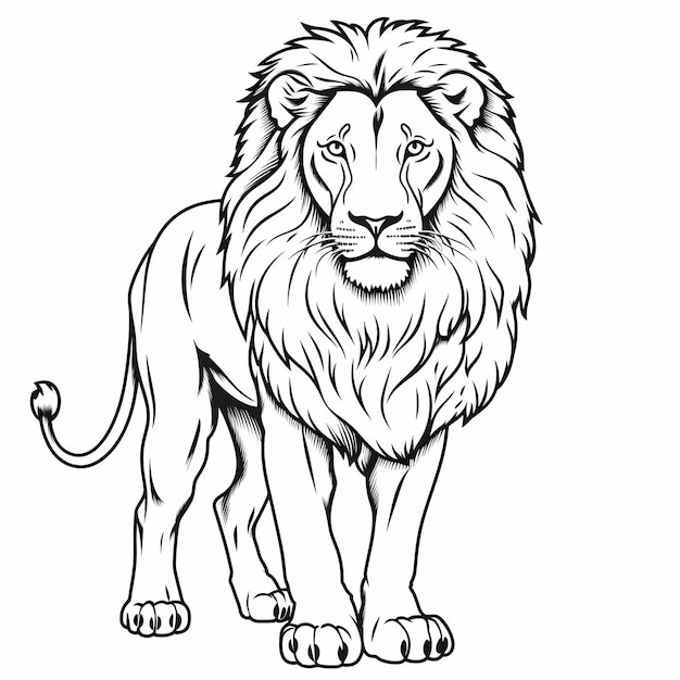 Vector hand drawn lion outline illustration