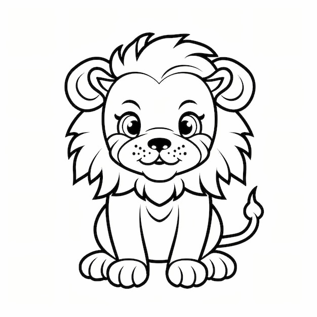 Vector hand drawn lion outline illustration