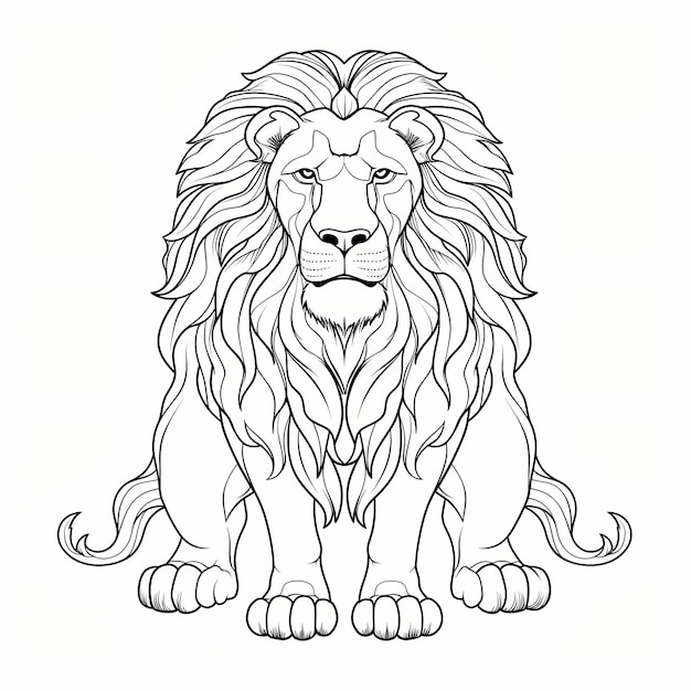 Vector hand drawn lion outline illustration