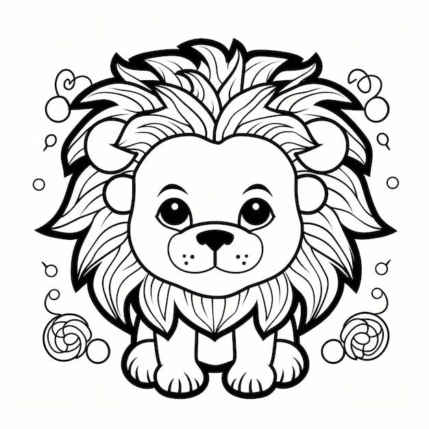 Vector hand drawn lion outline illustration