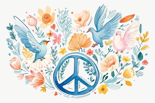 Photo vector hand drawn peace day background with children