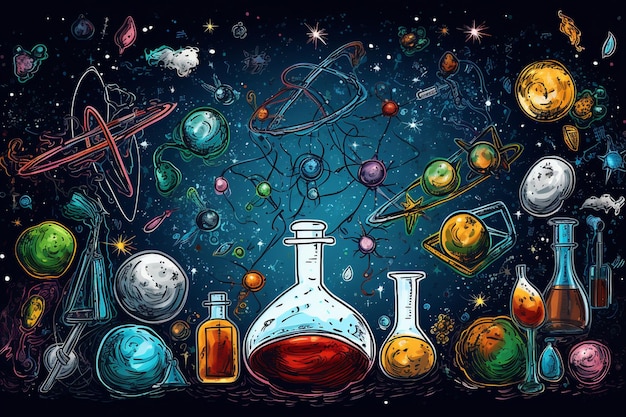 vector handdrawn science background theme