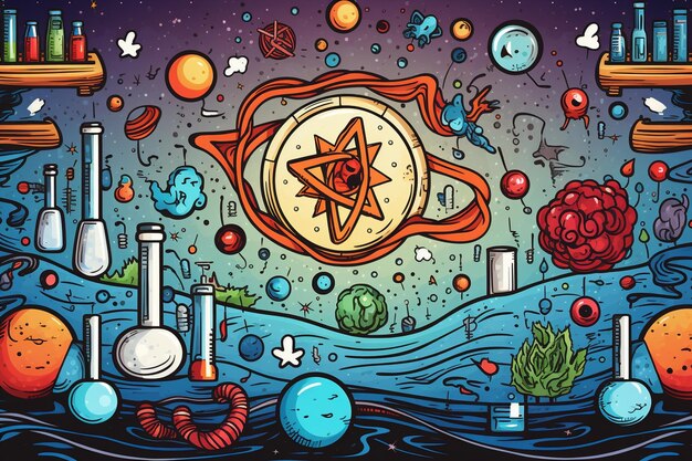 vector handdrawn science background theme