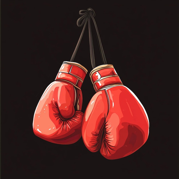 Photo vector hanging boxing gloves equipment for competition protection hand vector illustration