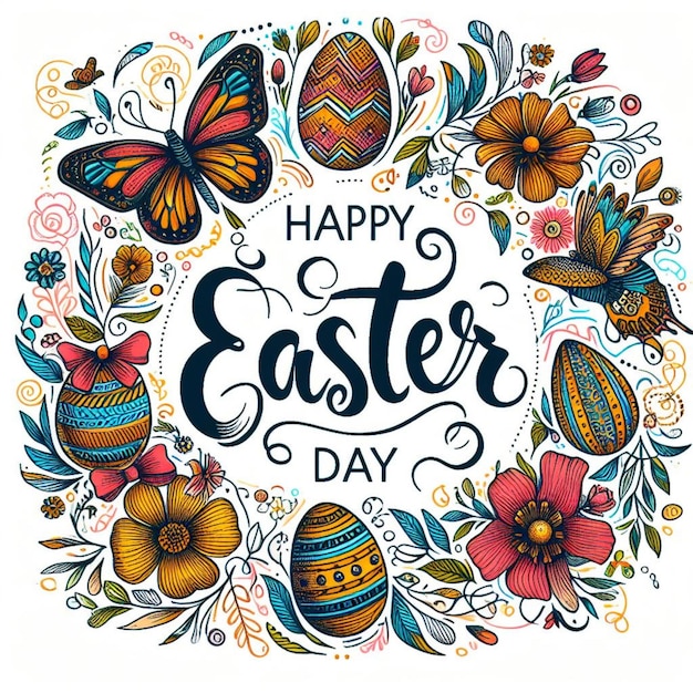 A vector happy easter day with hand drawn design