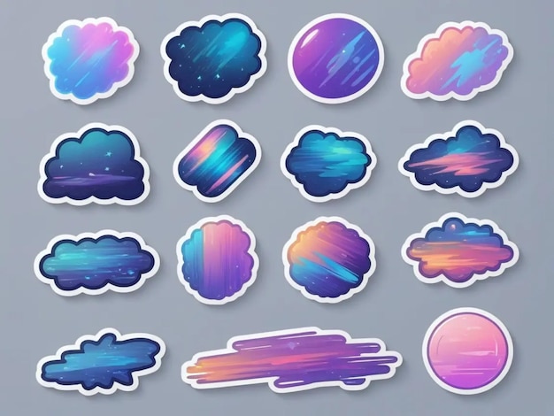 Photo vector holographic brush stroke sticker collection