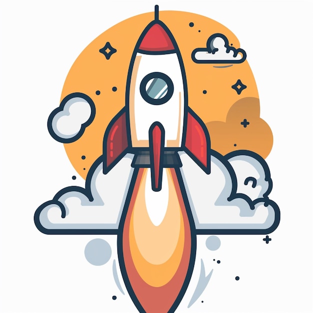 Vector icon of a rocket launching into space