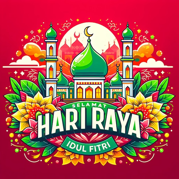 vector idul fitri a colorful poster for a mosque