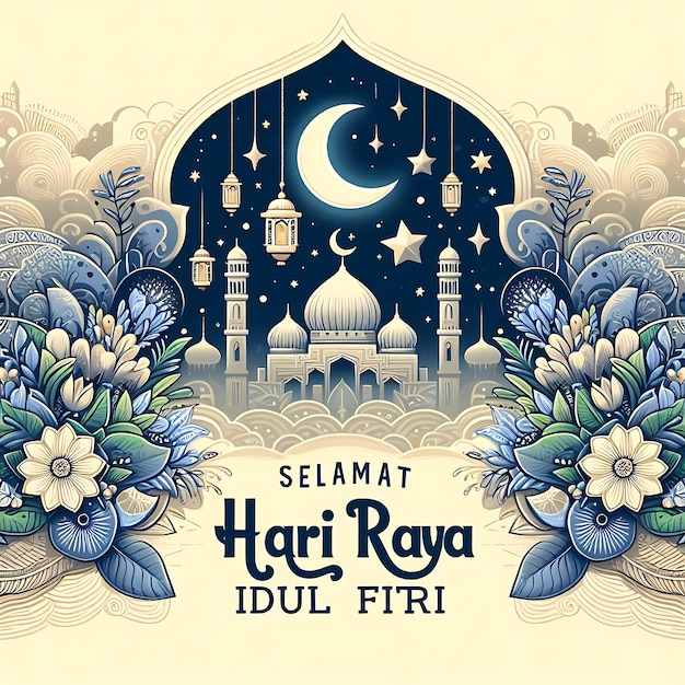 vector idul fitri quot is on the top of a blue background