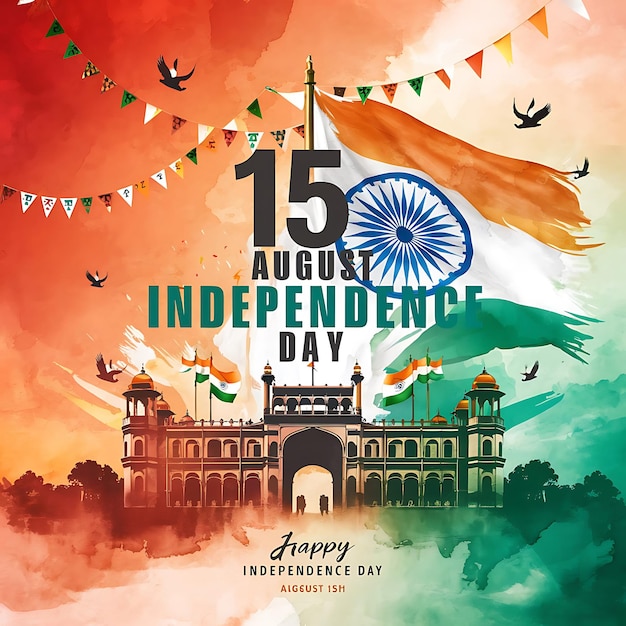 vector illustration of 15th August india Happy Independence Day