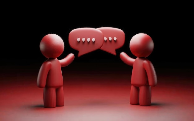 vector illustration 3d rendering of people greeting chatting dialogue concept red and black