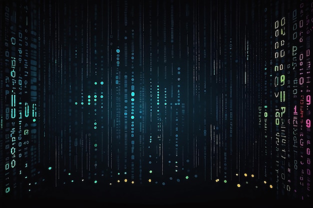 Vector illustration Binary code dark background Software programming concept