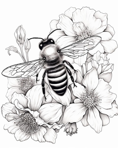 Photo vector illustration of black and white bee