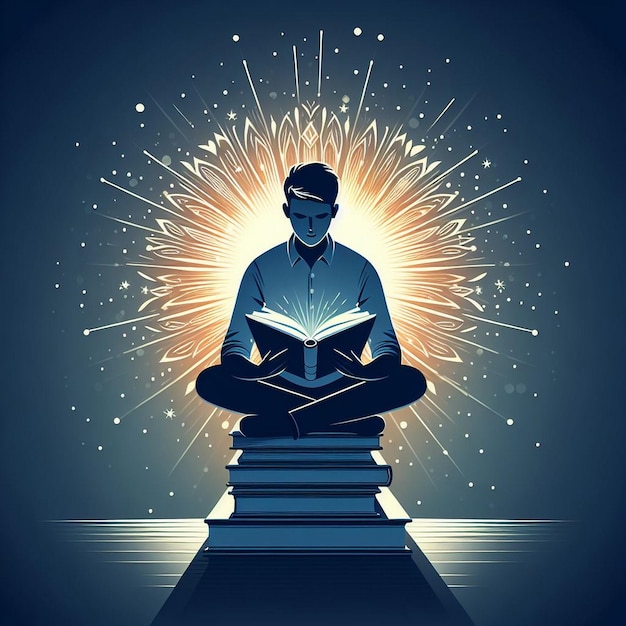 Vector illustration of a book reading individual