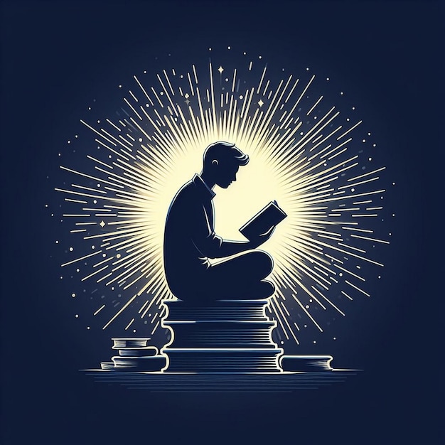 Vector illustration of a book reading individual