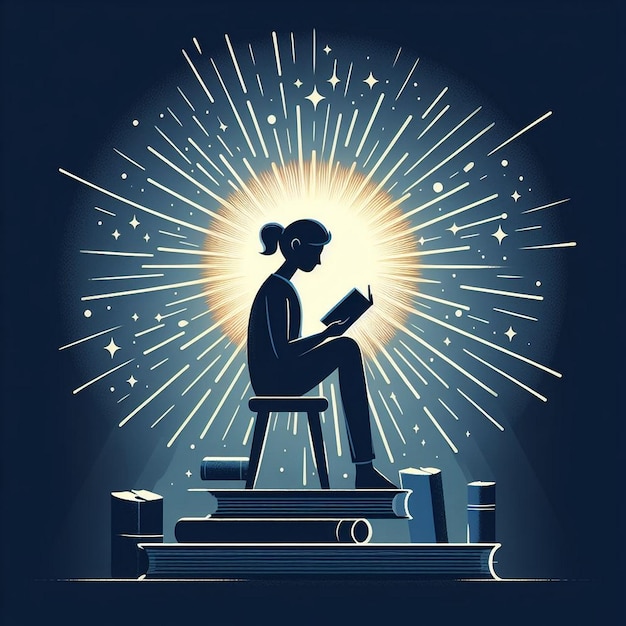 Vector illustration of a book reading individual