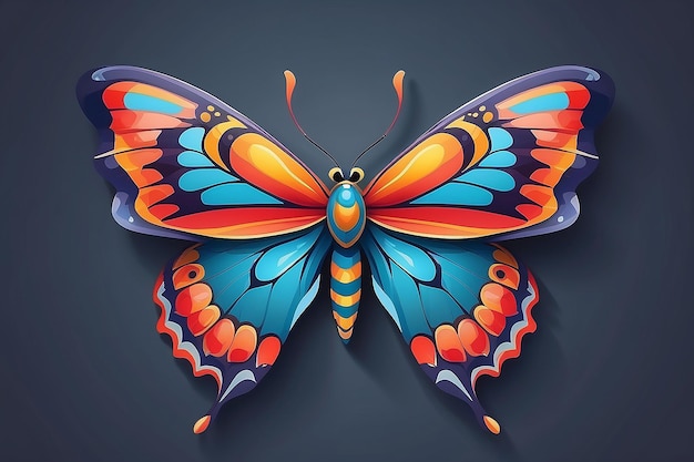 Photo vector illustration of a butterfly with wide wings and a charming color a colorful butterfly with a colorful pattern on it abstract butterfly wings exotic moth decor elegant flying insect