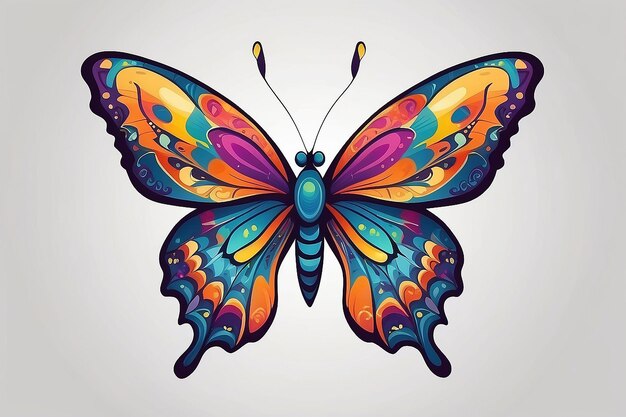 Photo vector illustration of a butterfly with wide wings and a charming color a colorful butterfly with a colorful pattern on it abstract butterfly wings exotic moth decor elegant flying insect