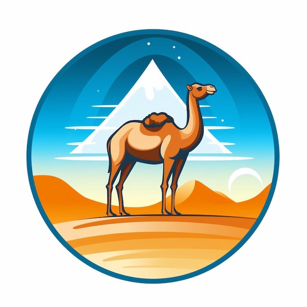 Photo vector illustration of a camel logo with a circle