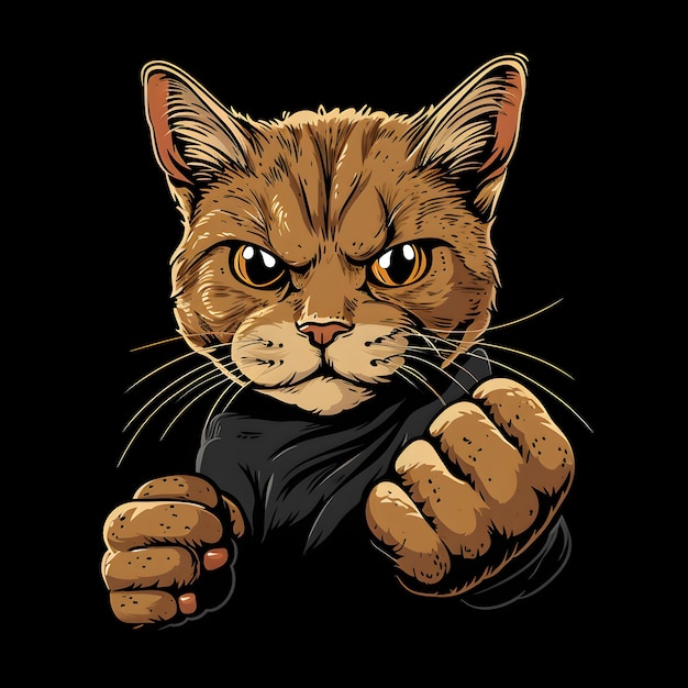 Photo vector illustration of cat as ufc fighter brave cat cool illustration cat