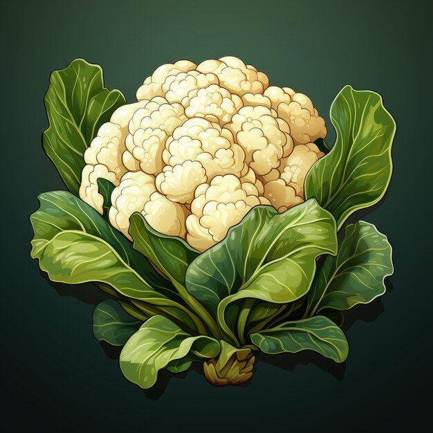 Photo vector illustration of cauliflower in a dark palette flat style design